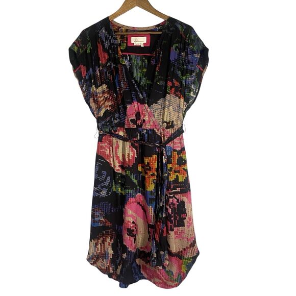 Anthropologie Astrid Needlepoint Mini Dress Navy Black Floral Cottagecore Size M - Picture 2 of 16